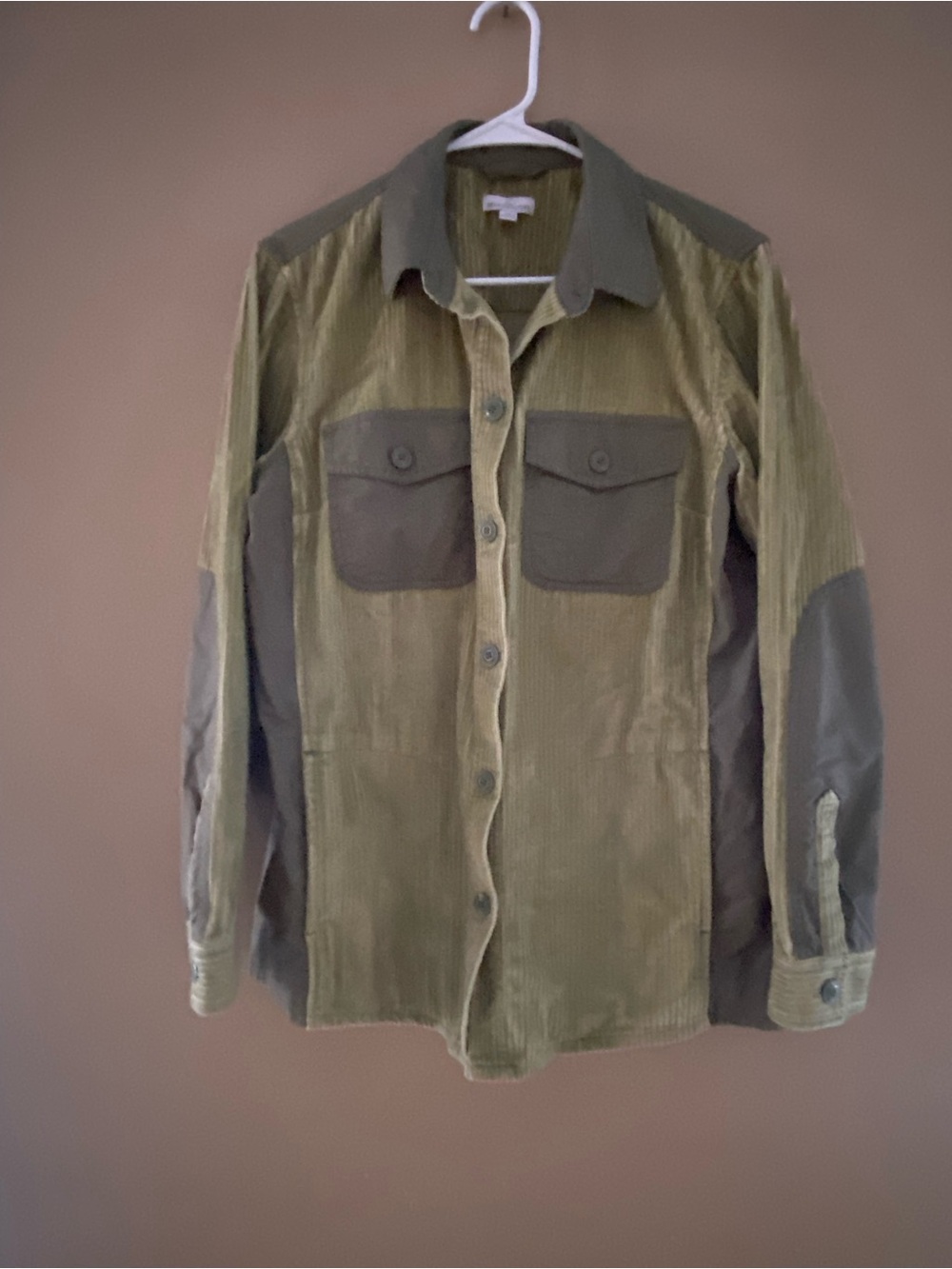 LLBean Signature Olive Green Military-Style Corduroy Jacket